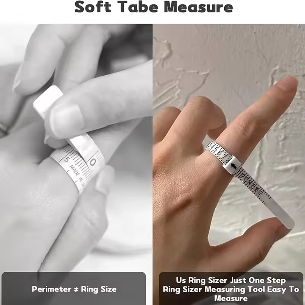 Plastic Ring Sizer Tool, Reusable Finger Measuring Tape, UK Sizes B½ - Z+9