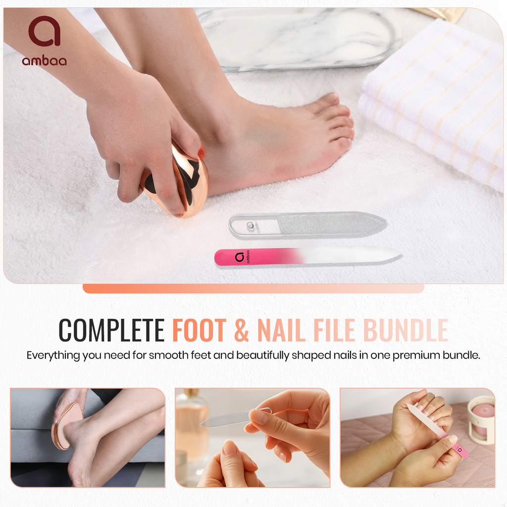 Glass Foot & Nail Care Set, Nano Foot File & Glass Nail Files, Set of 3