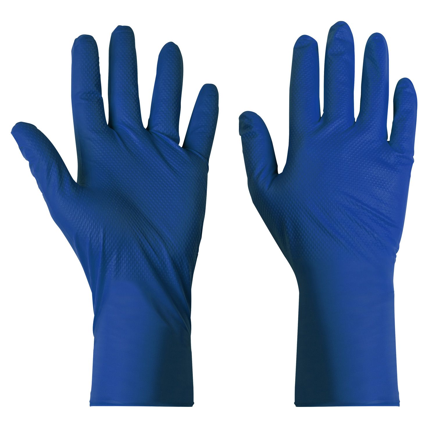 Heavy Duty Diamond Grip Nitrile Gloves, Extended Cuff, Powder Free