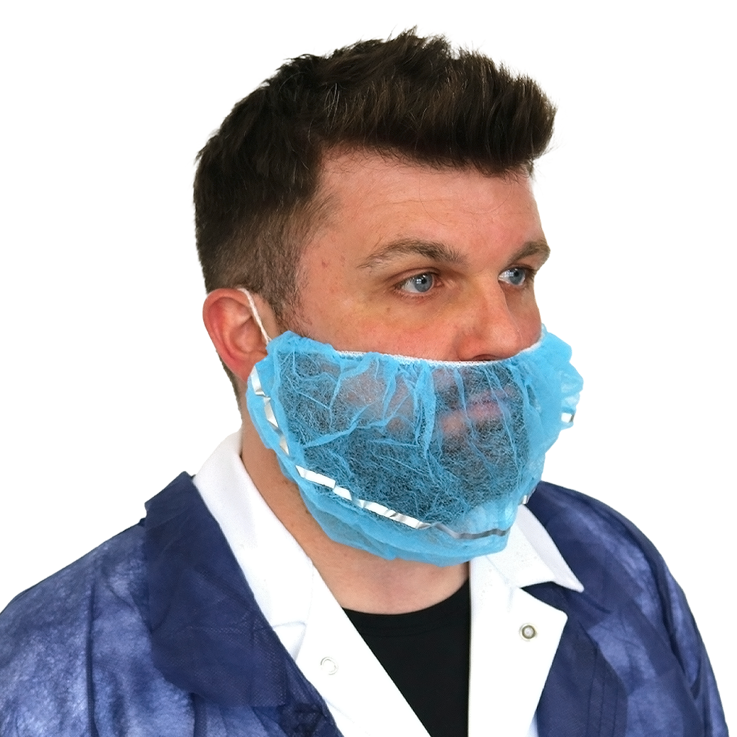 Detectable Disposable Non Woven Beard Covers, Elastic Ear Loops