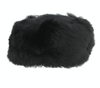 Women’s Sheepskin Cossack Style Hat, Double Face Crown, Black
