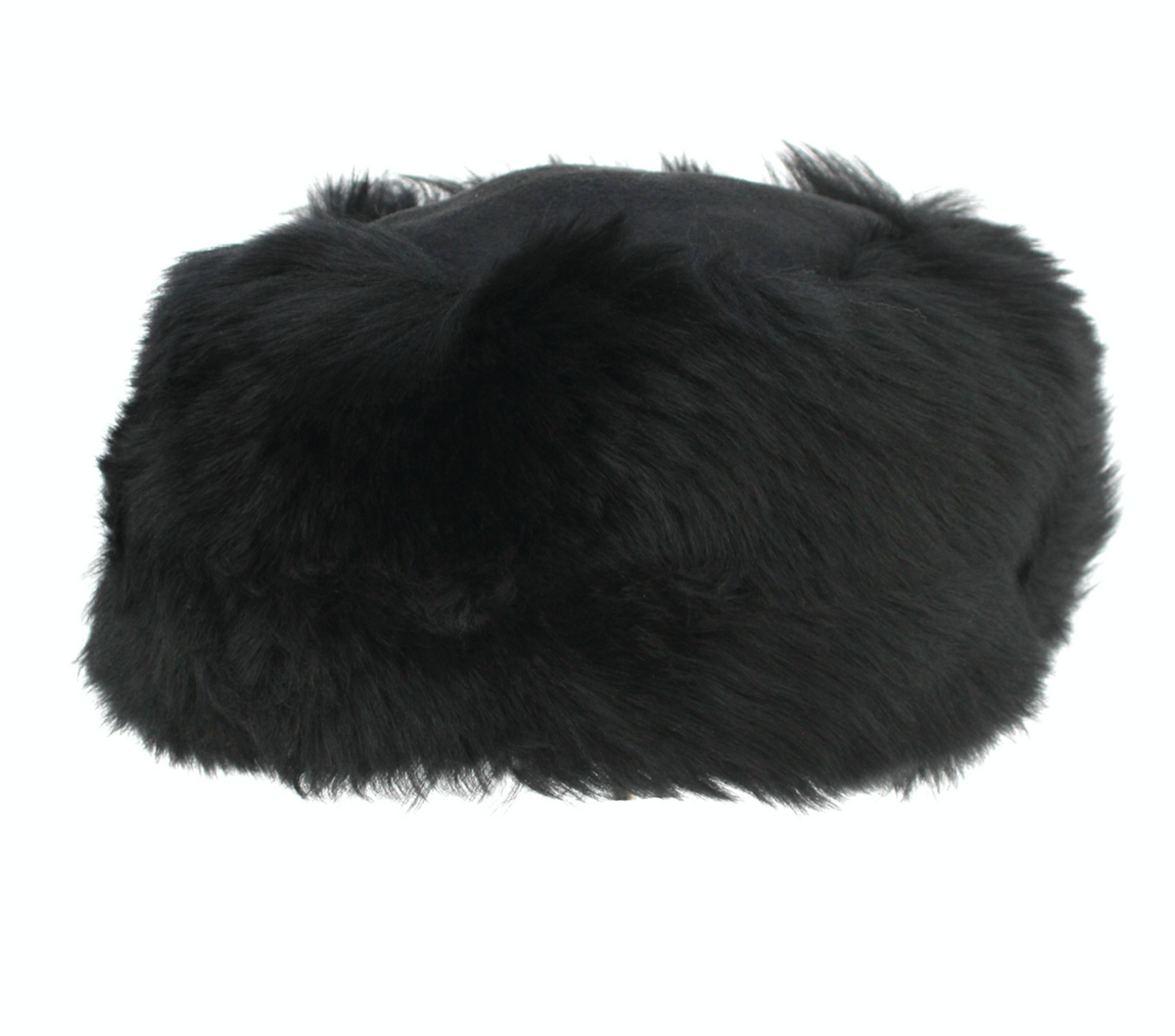 Women’s Sheepskin Cossack Style Hat, Double Face Crown, Black