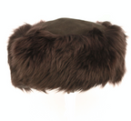 Women’s Sheepskin Cossack Style Hat, Double Face Crown, Brown