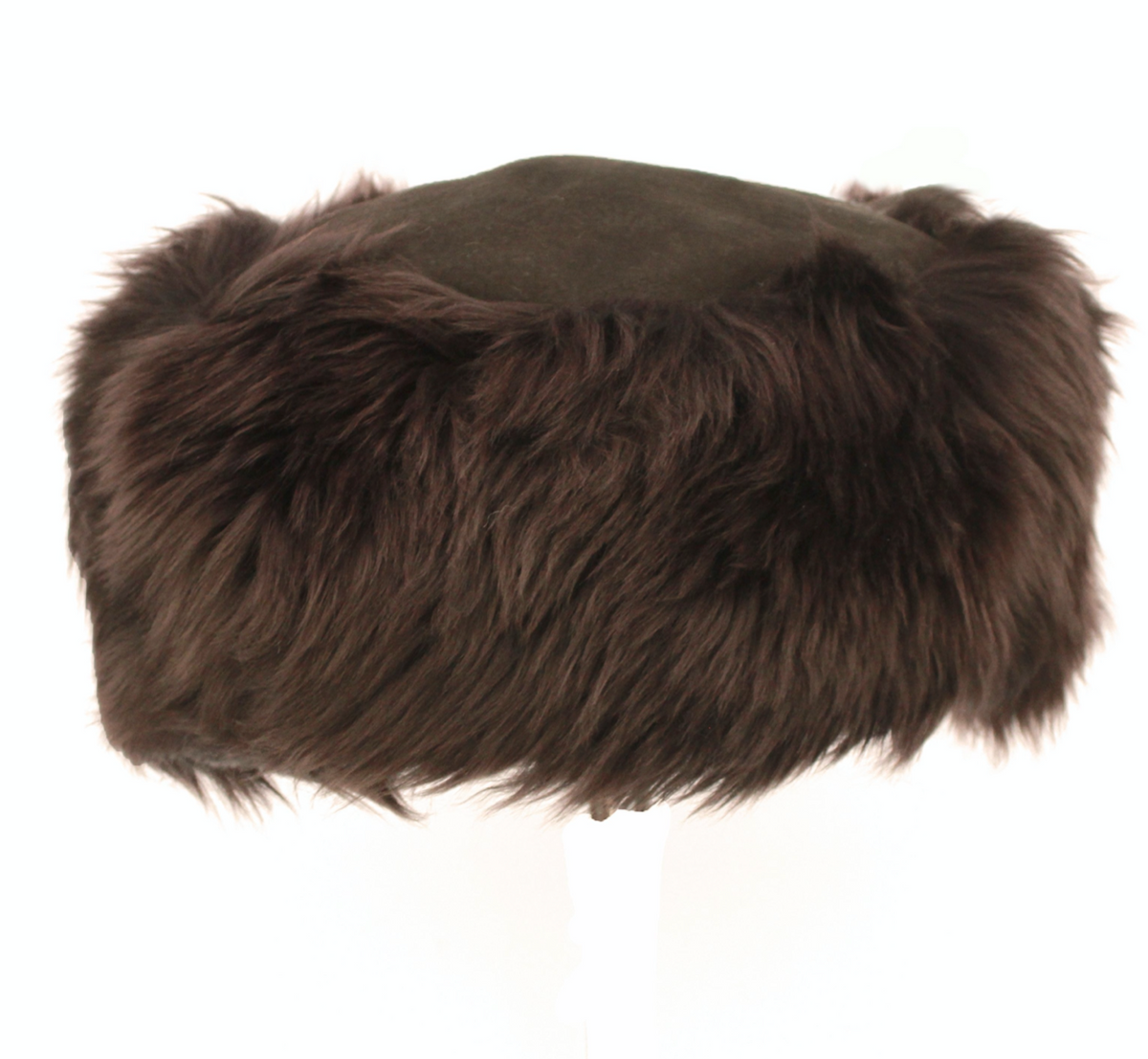 Women’s Sheepskin Cossack Style Hat, Double Face Crown, Brown