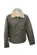 Men’s Sheepskin Flying Jacket, Centre Zip & Buckle Detail, Anthracite