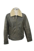 Men’s Sheepskin Flying Jacket, Centre Zip & Buckle Detail, Anthracite