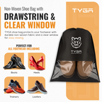 Shoe Storage Bags with Clear Window, Drawstring Design, Black, Pack of 5