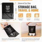 Shoe Storage Bags with Clear Window, Drawstring Design, Black, Pack of 5