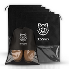 Shoe Storage Bags with Clear Window, Drawstring Design, Black, Pack of 5