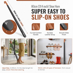 Extra Long Metal Shoe Horn with Leather Strap, 80cm
