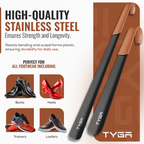 Metal Shoe Horn Set, Extra Long Handles, Leather Strap, 42cm & 58cm