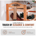 Metal Shoe Horn Set, Extra Long Handles, Leather Strap, 42cm & 58cm