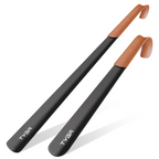 Metal Shoe Horn Set, Extra Long Handles, Leather Strap, 42cm & 58cm