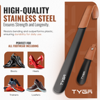 Metal Shoe Horn Set, Long Handled with Leather Strap, 17cm & 42cm