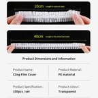 Disposable Elastic Food Covers, Secure Bowl Wraps, Pack of 100