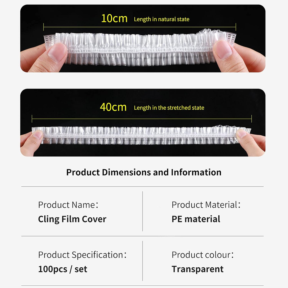 Disposable Elastic Food Covers, Secure Bowl Wraps, Pack of 100