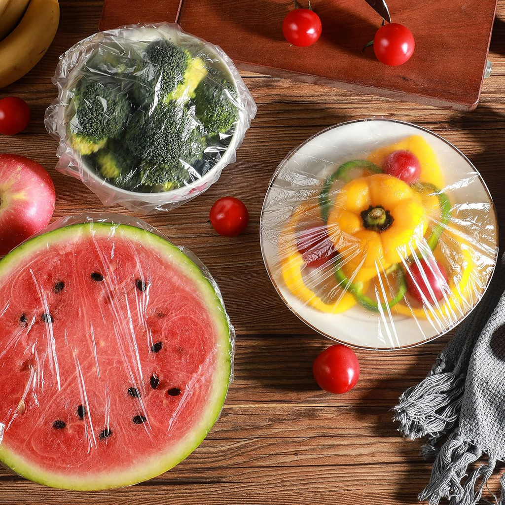 Disposable Elastic Food Covers, Secure Bowl Wraps, Pack of 100