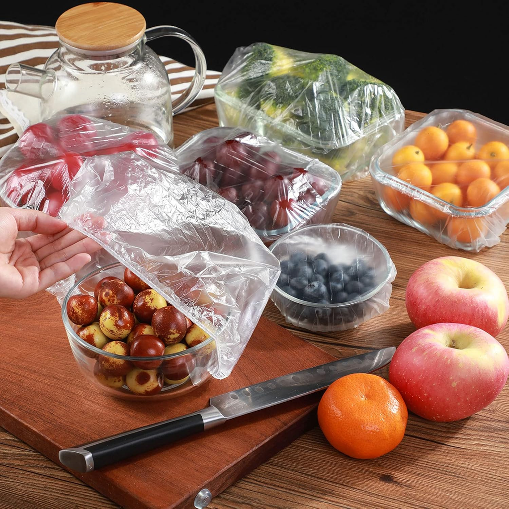 Disposable Elastic Food Covers, Secure Bowl Wraps, Pack of 100