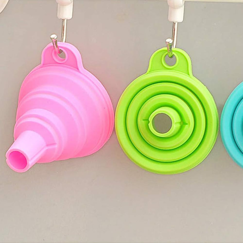Collapsible Silicone Funnel with Lids, Easy Pour Design, Pack of 1