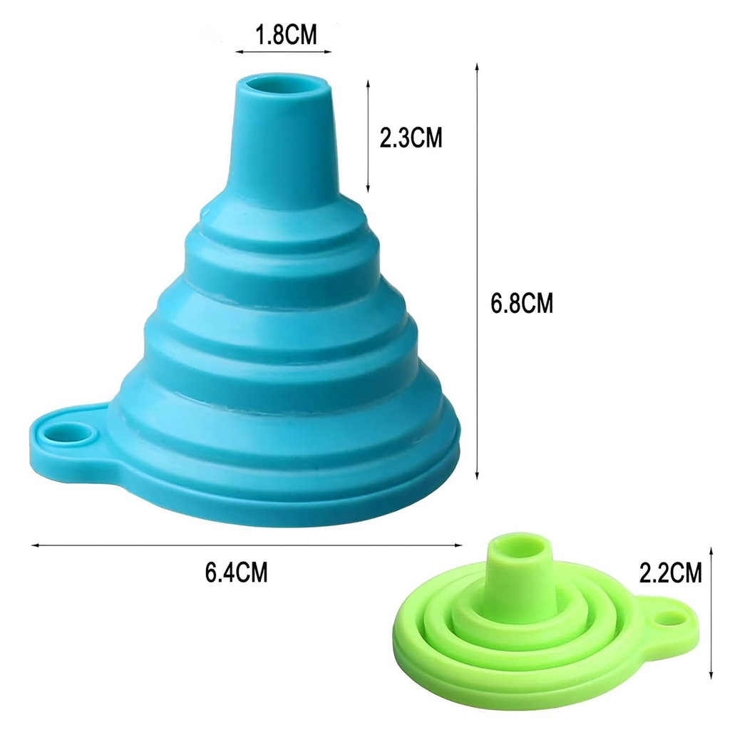 Collapsible Silicone Funnel with Lids, Easy Pour Design, Pack of 1