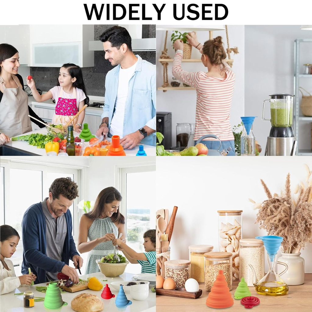 Collapsible Silicone Funnel with Lids, Easy Pour Design, Pack of 1
