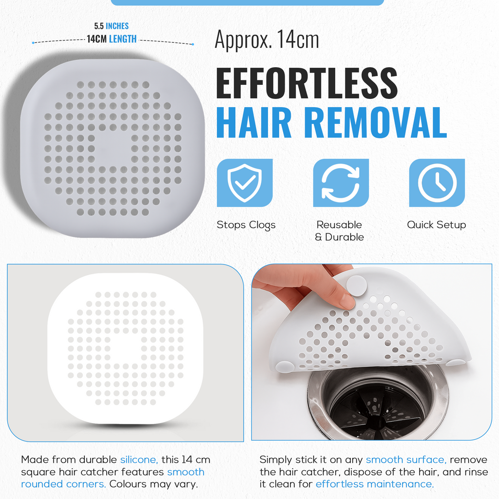 Durable Silicone Drain Cover, Anti Clogging Hair Catcher, 1 Pair