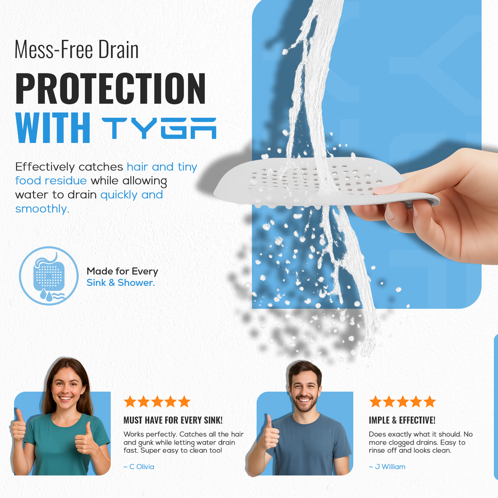 Durable Silicone Drain Cover, Anti Clogging Hair Catcher, 1 Pair