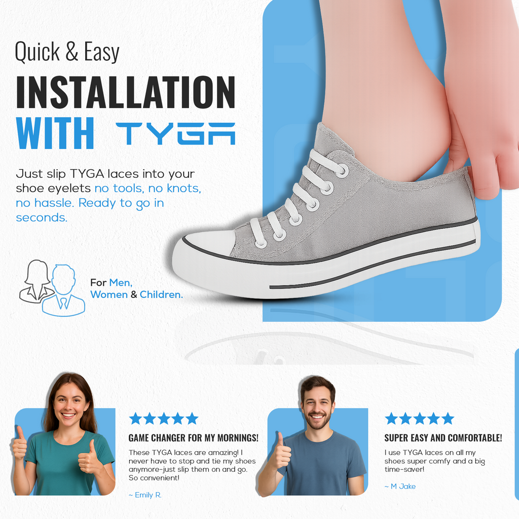 No-Tie Silicone Elastic Shoelaces, Waterproof Flat Design, Pack of 16