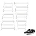 No-Tie Silicone Elastic Shoelaces, Waterproof Flat Design, Pack of 16