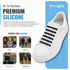 No-Tie Silicone Elastic Shoelaces, Waterproof Flat Design, Pack of 16