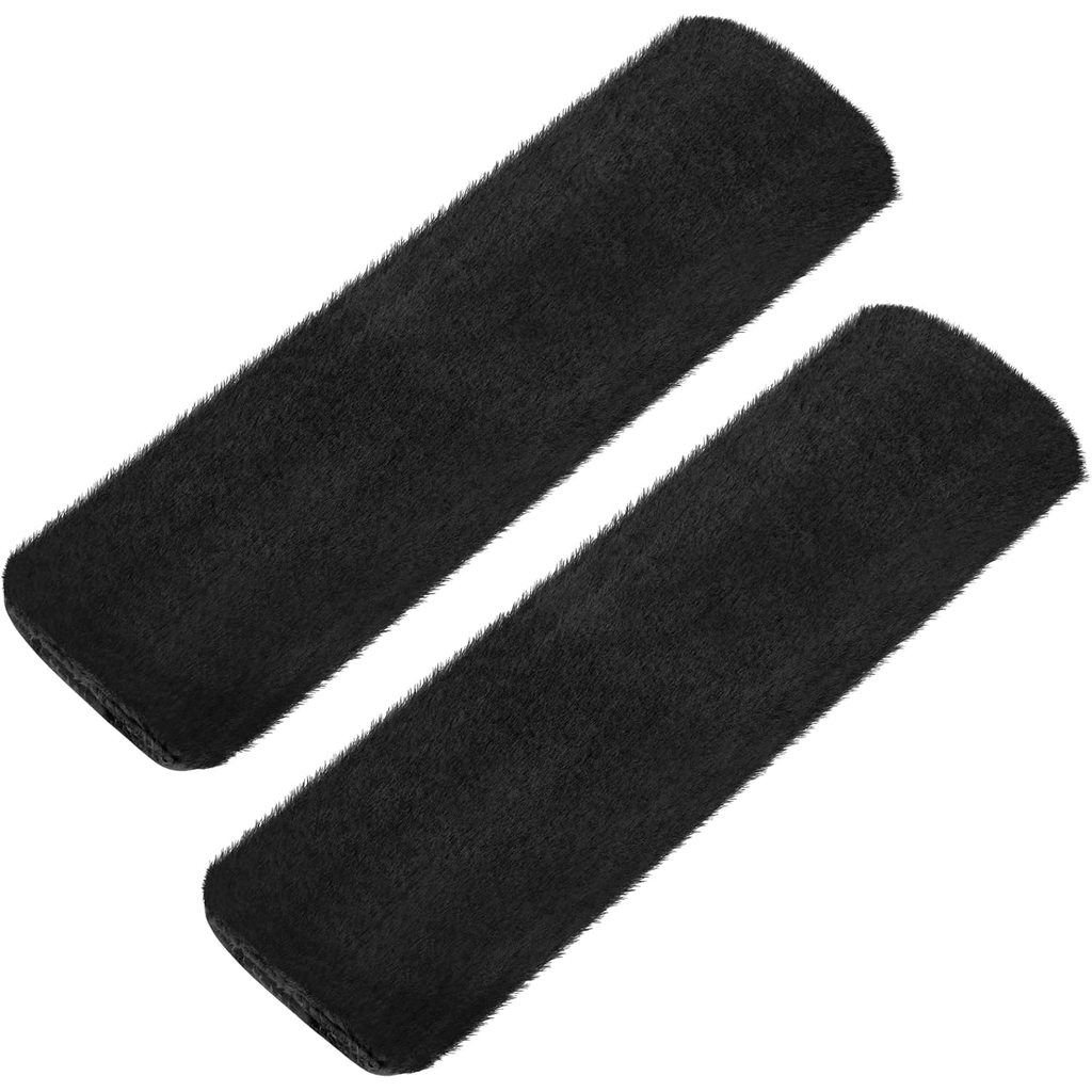 Car Seat Belt Covers, Soft Plush Cushion Pads, Black, 1 Pair