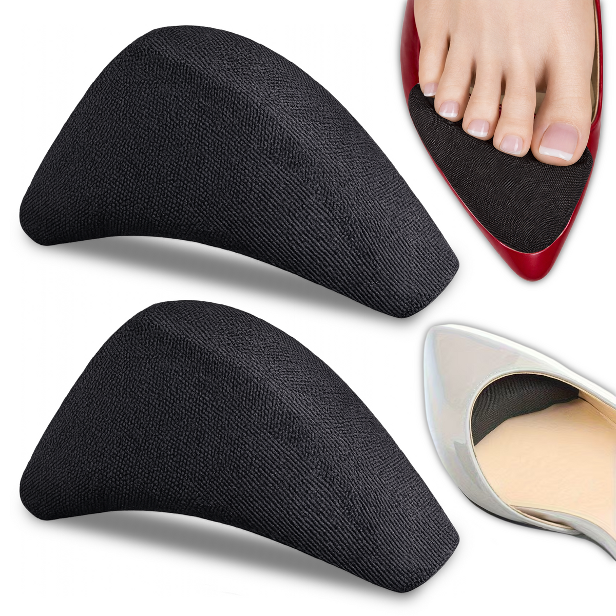 Soft Fabric Shoe Head Insoles, Breathable Cushioned Toe Pads, 1 Pair
