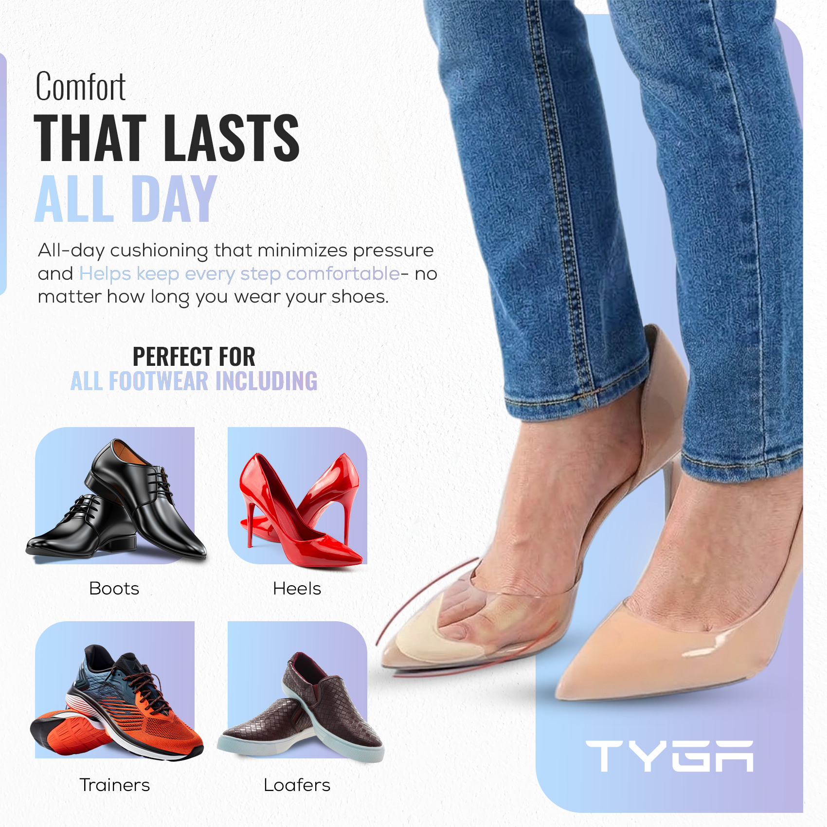 Soft Fabric Shoe Head Insoles, Breathable Cushioned Toe Pads, 1 Pair