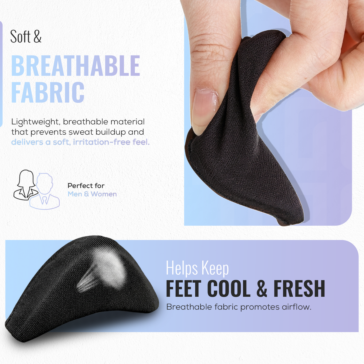Soft Fabric Shoe Head Insoles, Breathable Cushioned Toe Pads, 1 Pair