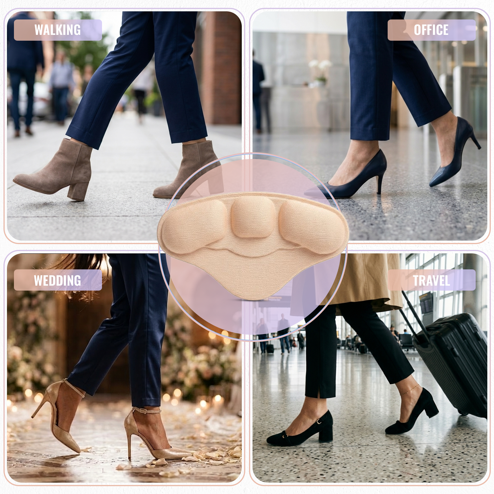 Self Adhesive Heel Grips, Soft Heel Cushion Pads, 1 Pair