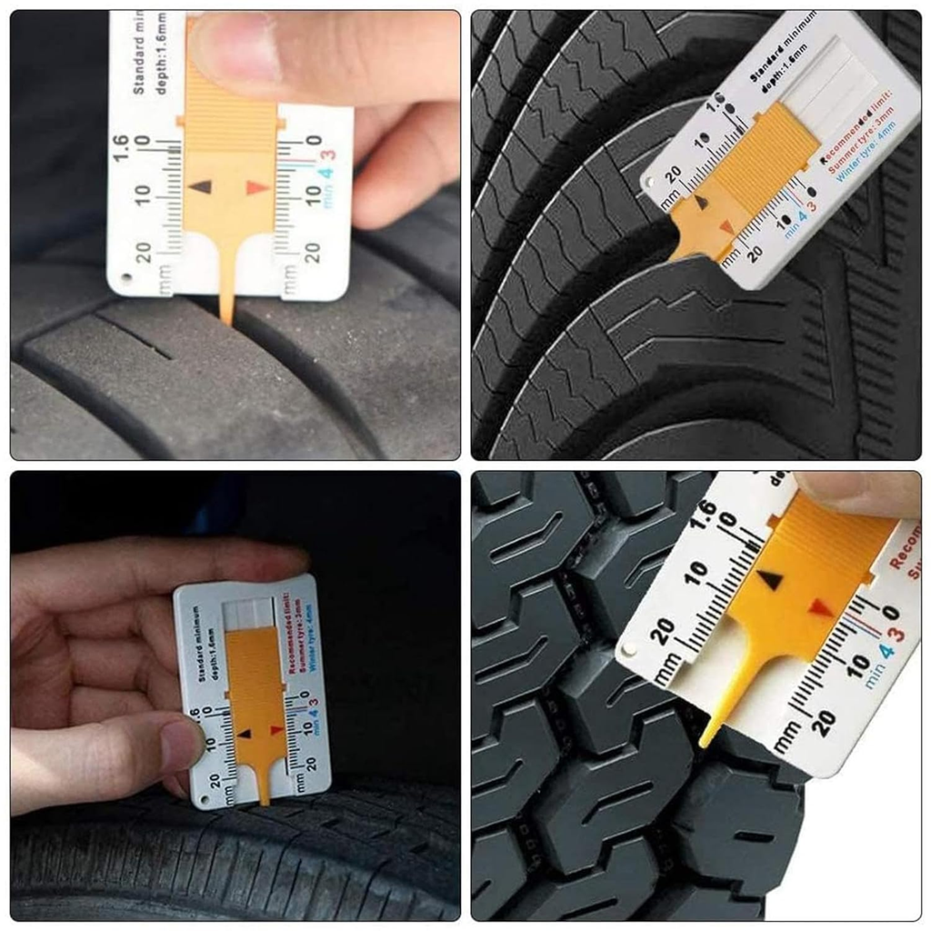 Tire Tread Depth Gauge, 0–20mm Measurement, Portable Design
