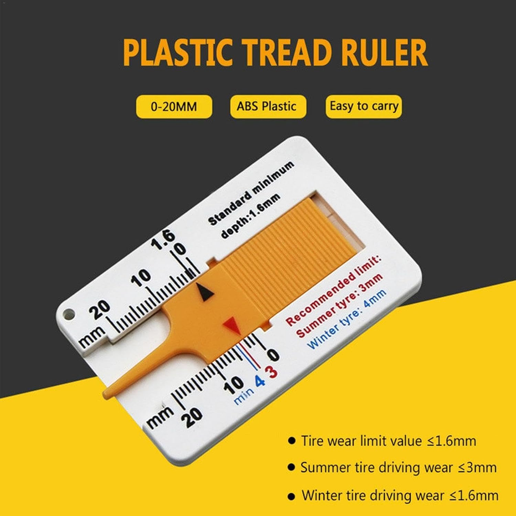 Tire Tread Depth Gauge, 0–20mm Measurement, Portable Design
