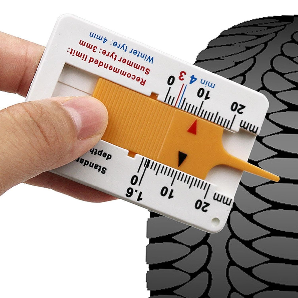 Tire Tread Depth Gauge, 0–20mm Measurement, Portable Design