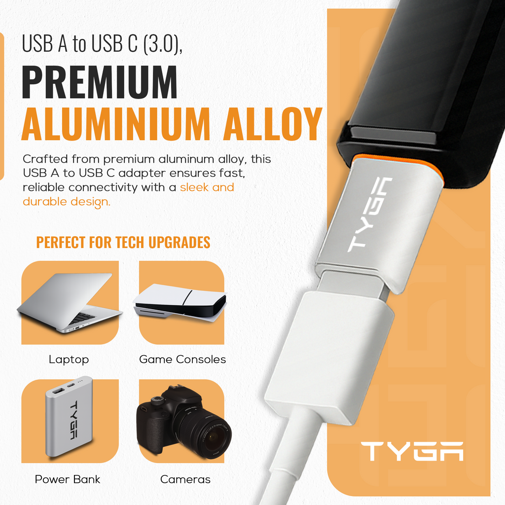 USB-A to USB-C Adapter, 5Gbps Data Transfer, Fast Charging