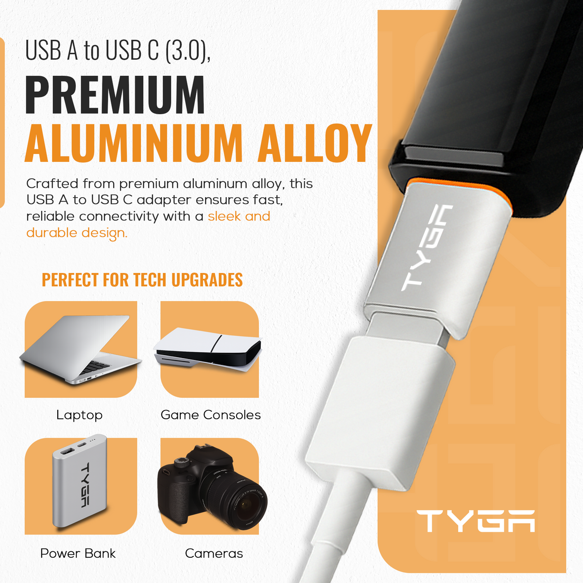 USB-A to USB-C Adapter, 5Gbps Data Transfer, Fast Charging