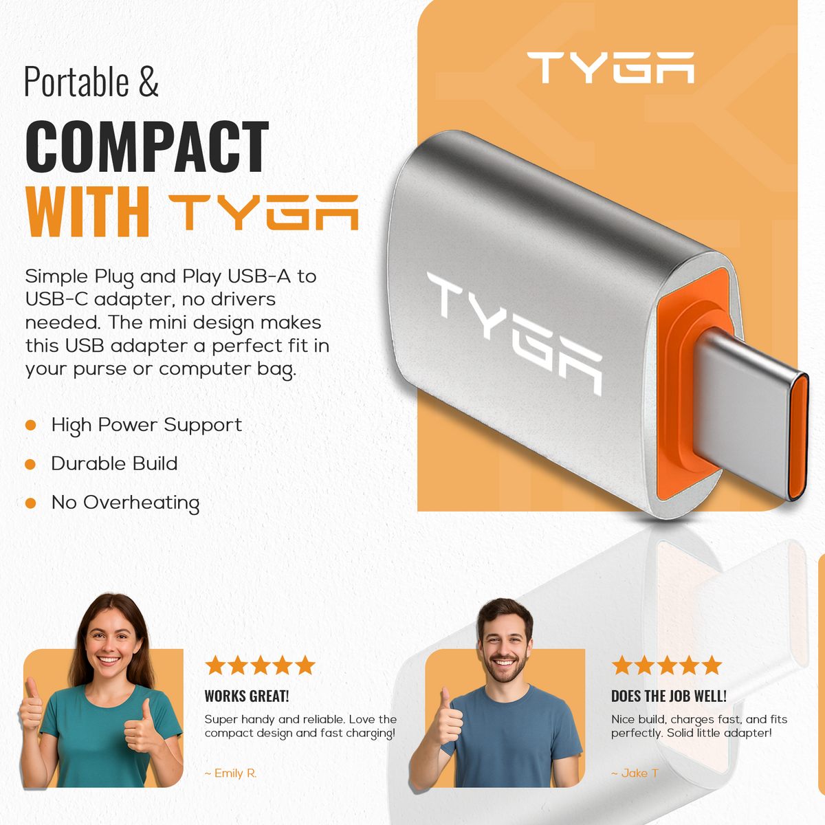 USB-A to USB-C Adapter, 5Gbps Data Transfer, Fast Charging