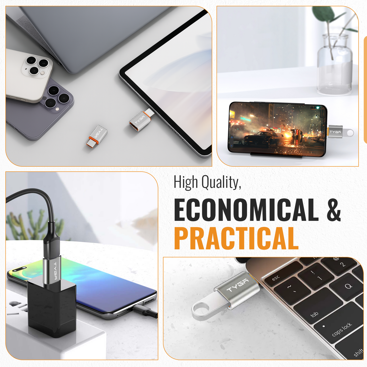 USB-A to USB-C Adapter, 5Gbps Data Transfer, Fast Charging