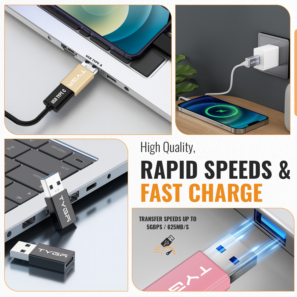 USB-C to USB-A Adapter, 5Gbps, 3.0/3.2 Data Transfer, Sync & Charge