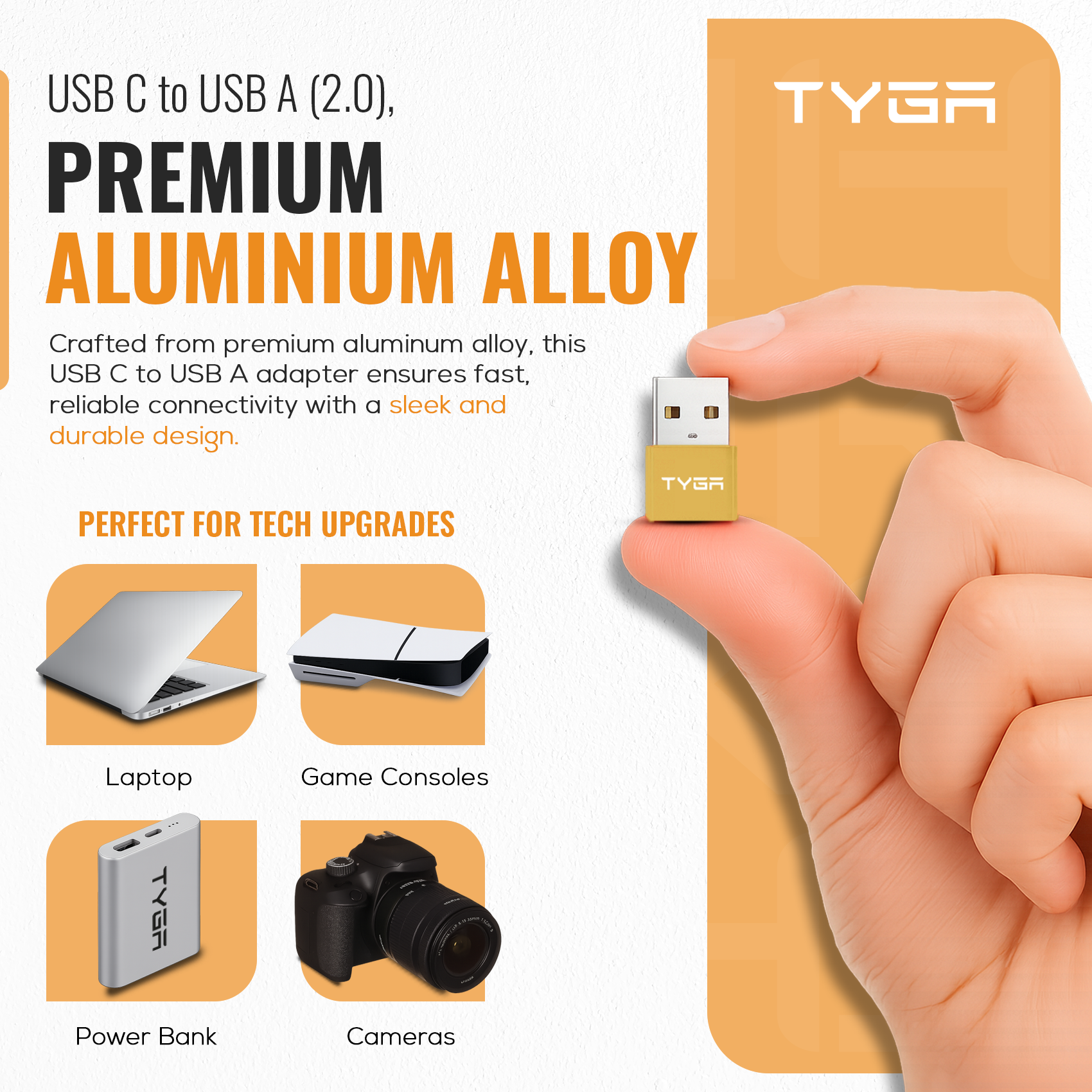 USB-C to USB-A Adapter, 2.0 Sync & Charge