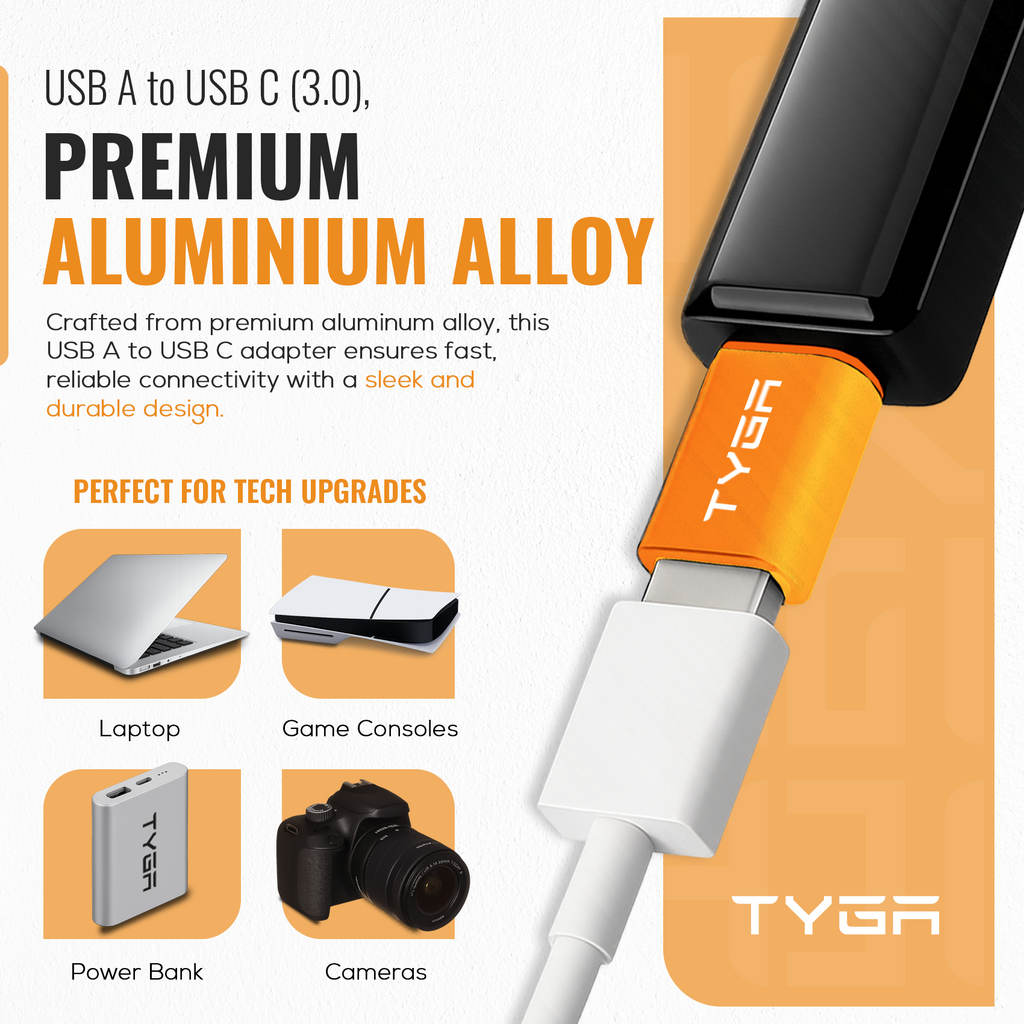 USB-A to USB-C Adapter, 5Gbps Data Transfer, Fast Charging