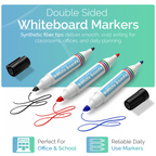 Double Sided Whiteboard Markers, Bullet & Chisel Tip, Pack of 10