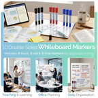 Double Sided Whiteboard Markers, Bullet & Chisel Tip, Pack of 10