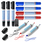 Double Sided Whiteboard Markers, Bullet & Chisel Tip, Pack of 10
