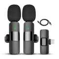 Wireless Lavalier Microphone Set, Noise Cancelling, USB-C, Black, 1 Pair