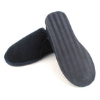 Men's navy suede slippers with textured dark EVA outsole